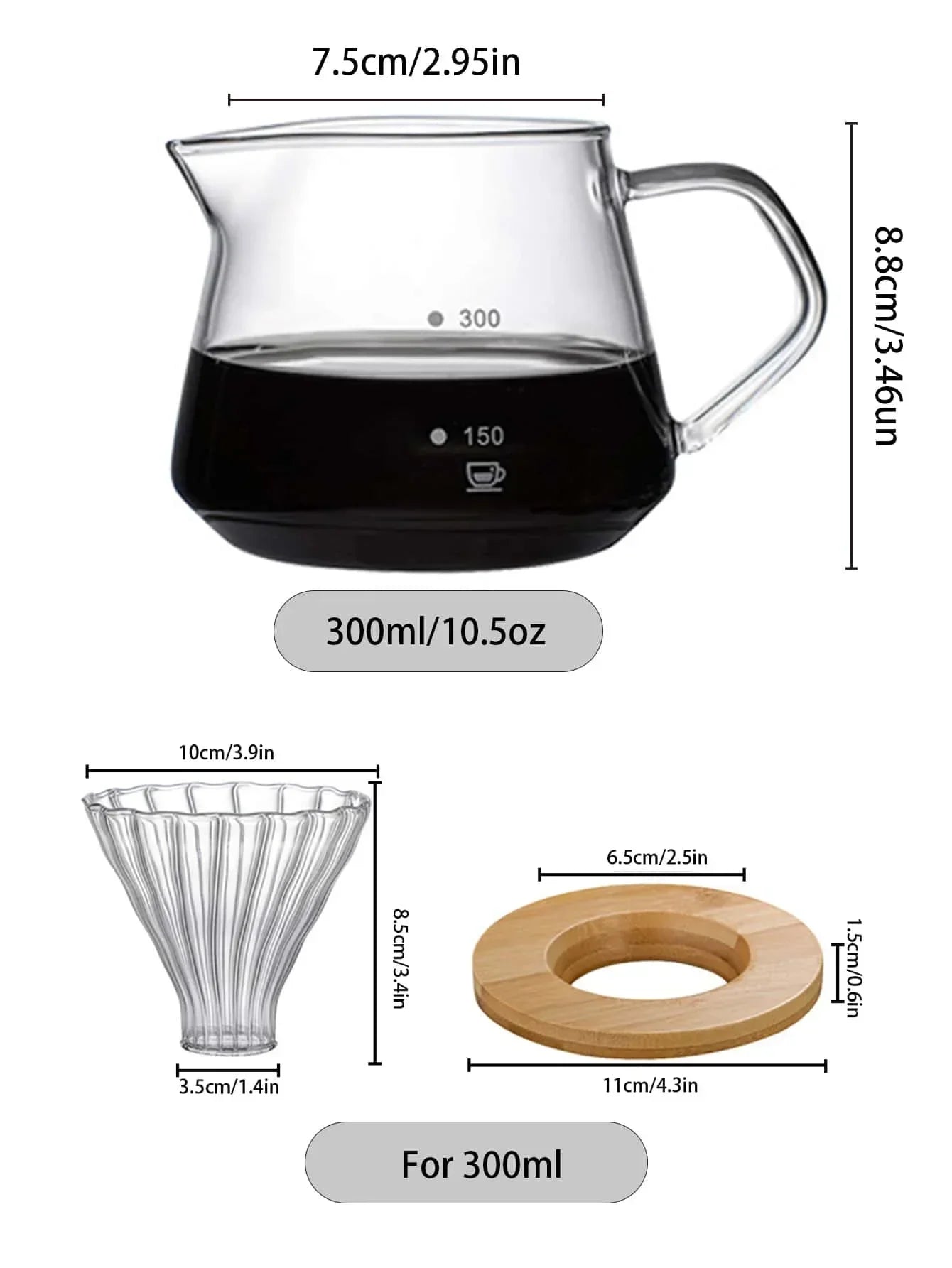 Carafe Coffee Glass with Filter